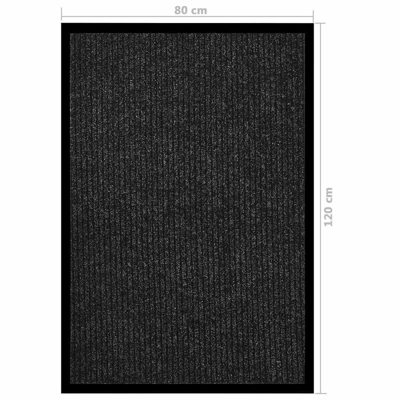 Covoraș de ușă, antracit cu dungi, 80x120 cm