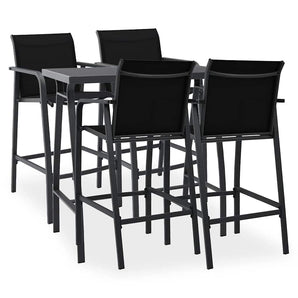 Set mobilier de bar pentru grădină, 5 piese, negru