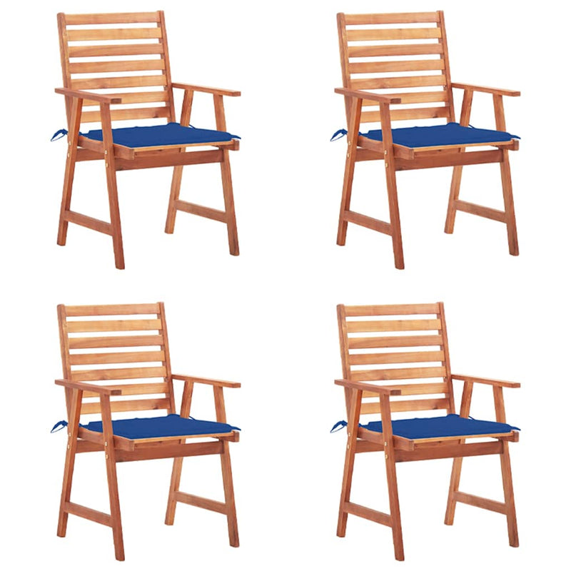 Scaune de exterior cu perne, 4 buc., lemn masiv de acacia