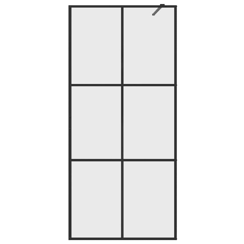 Paravan de duș walk-in negru 90x195 cm sticlă ESG transparentă