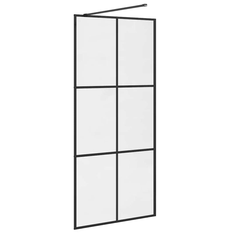 Paravan de duș walk-in negru 90x195 cm sticlă ESG transparentă