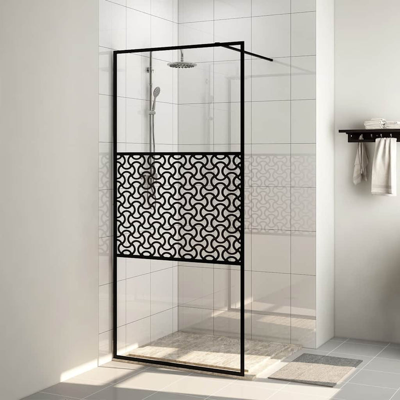 Paravan de duș walk-in negru 80x195 cm sticlă ESG transparentă