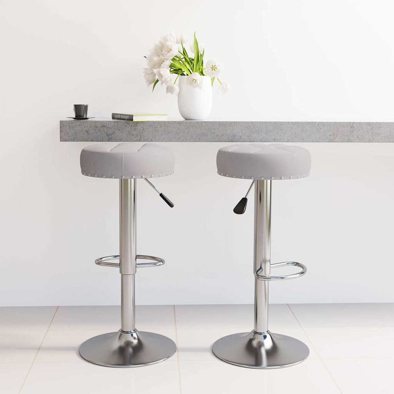 Scaune de bar, 2 buc., gri, material textil