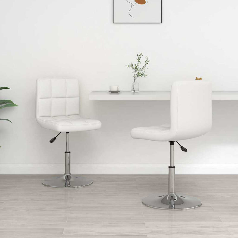Scaune de bucătărie, 2 buc., alb, piele ecologică