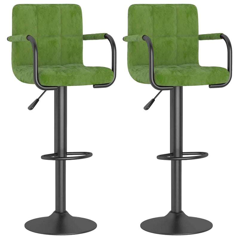 Scaune de bar, 2 buc., verde deschis, catifea