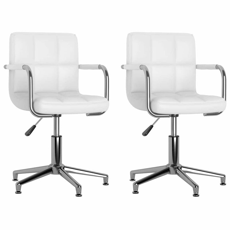 Scaune de bucătărie pivotante, 2 buc., alb, piele artificială
