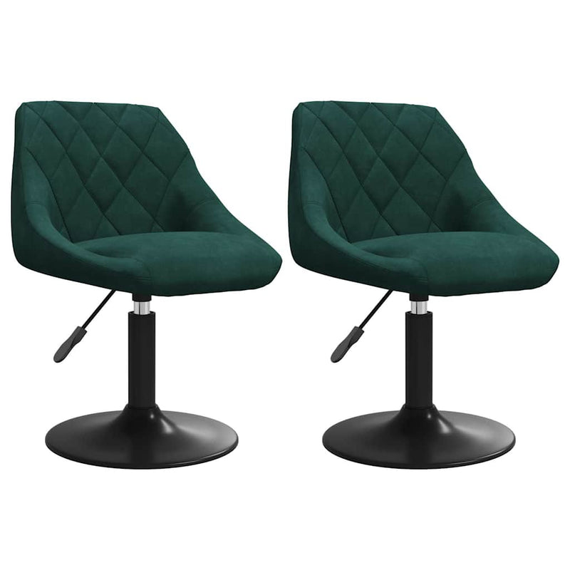 Scaune de bucătărie pivotante, 2 buc., verde închis, catifea