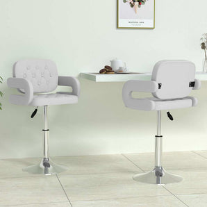 Scaune de bucătărie pivotante, 2 buc., alb, piele artificială