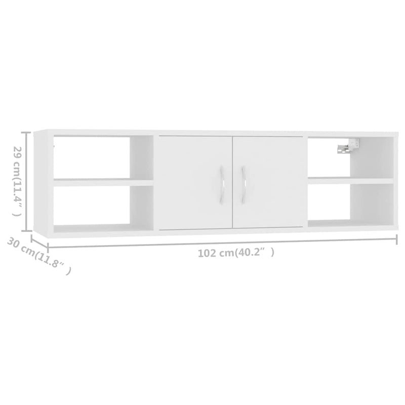 Raft de perete, alb, 102x30x29 cm, lemn prelucrat