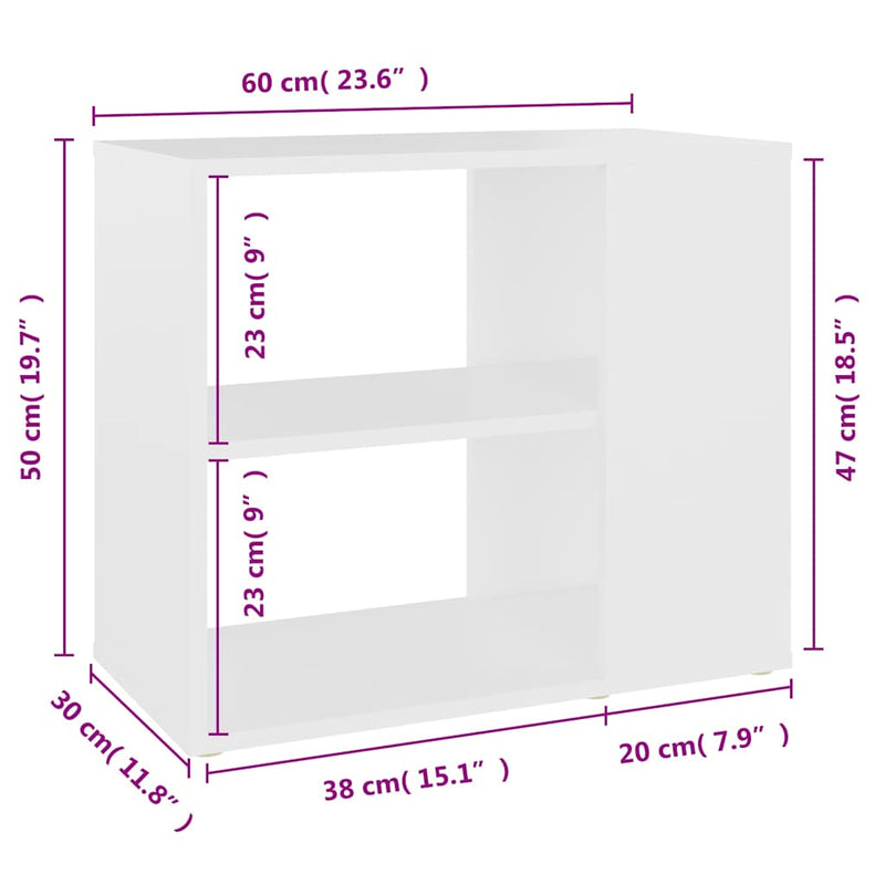 Dulap lateral, alb, 60x30x50 cm, PAL