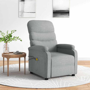 Fotoliu de masaj electric rabatabil, gri deschis, textil