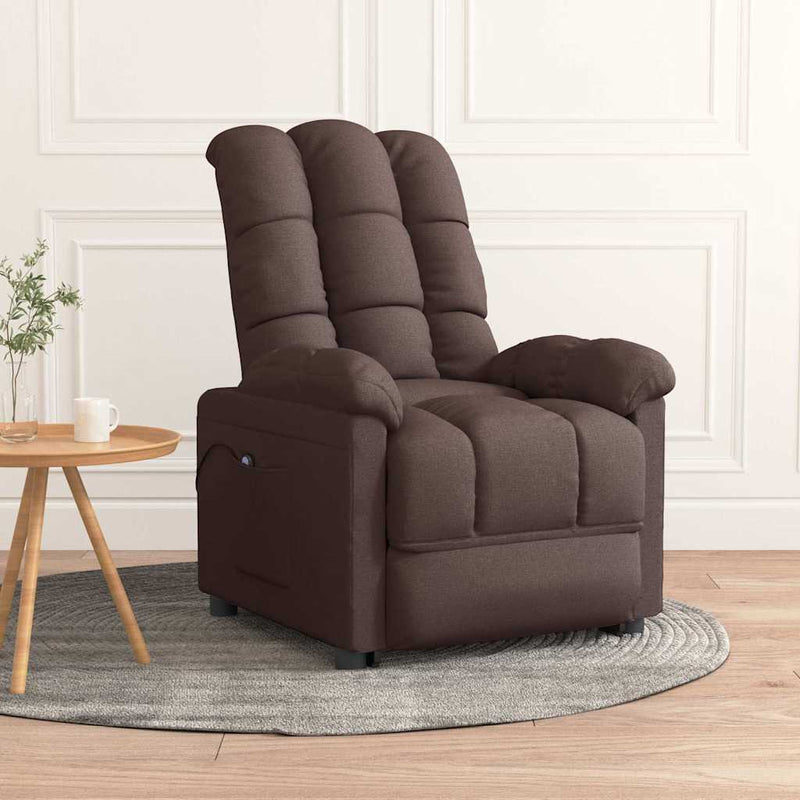 Fotoliu rabatabil electric, maro închis, material textil