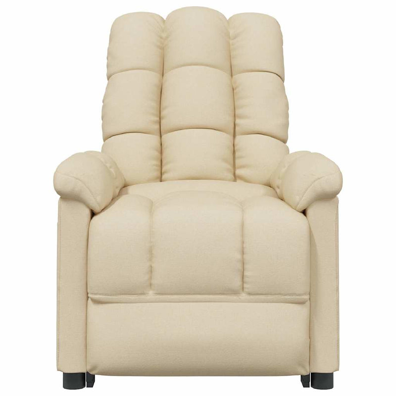 Fotoliu rabatabil electric, crem, material textil