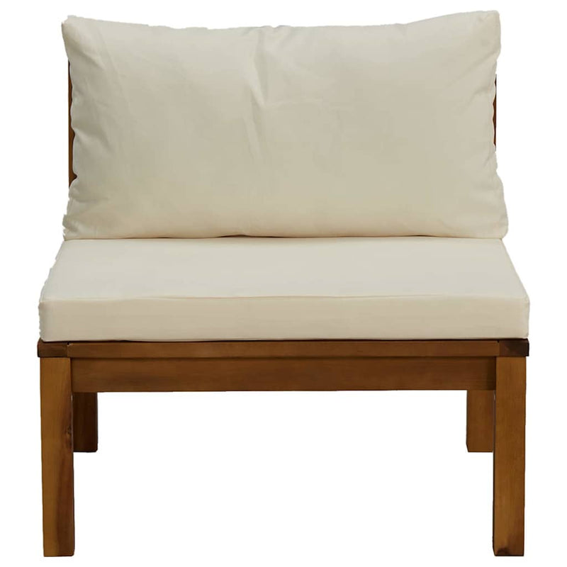 Set canapea 2 piese cu perne alb crem, lemn masiv de acacia