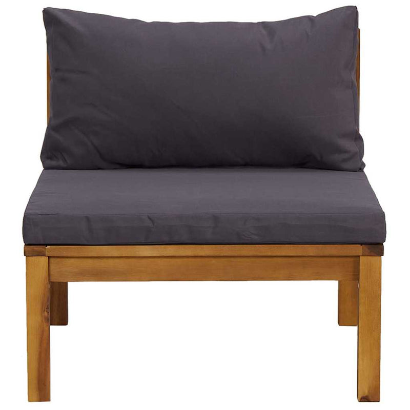 Set canapea de grădină, 2 piese, perne gri închis, lemn acacia