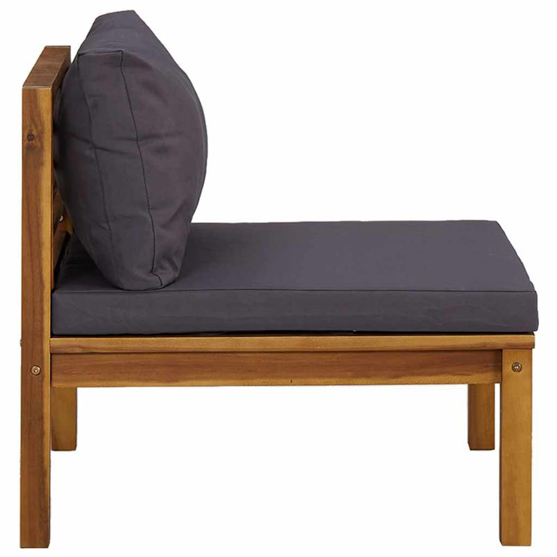 Set canapea de grădină, 2 piese, perne gri închis, lemn acacia