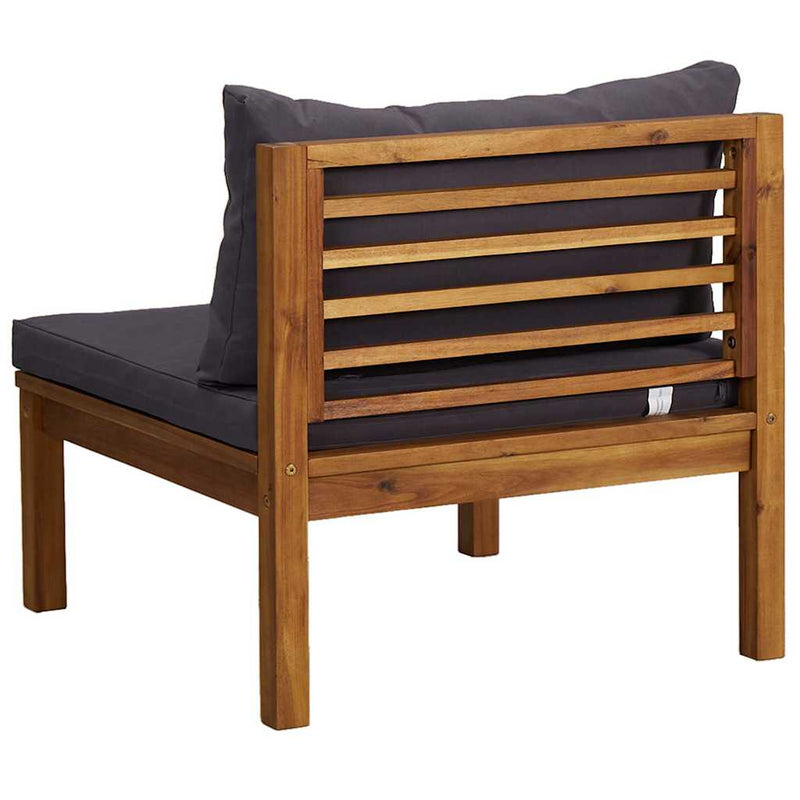 Set canapea de grădină, 2 piese, perne gri închis, lemn acacia