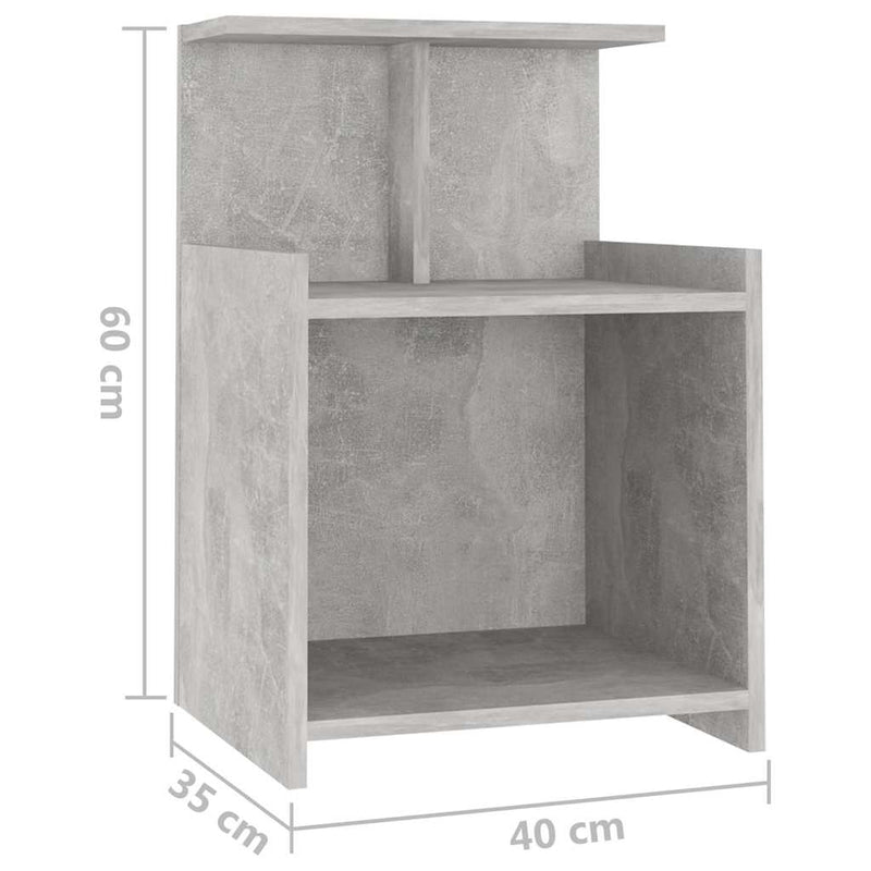 Noptieră, gri beton, 40x35x60 cm, PAL