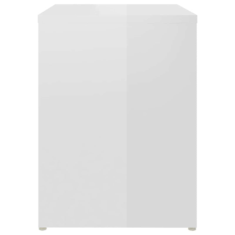 Noptiere, 2 buc., alb extralucios, 40x30x40 cm, lemn prelucrat