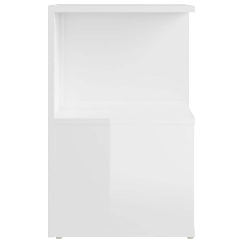 Noptiere, 2 buc., alb extra lucios, 35x35x55cm, lemn prelucrat