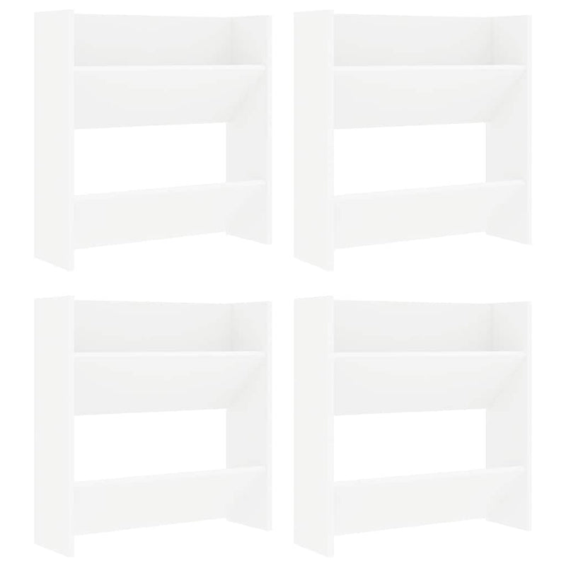 Pantofare de perete, 4 buc., alb, 60x18x60 cm PAL