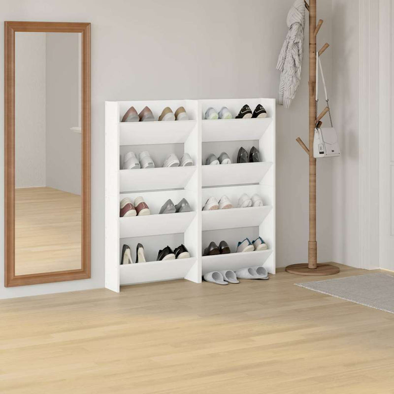 Pantofare de perete, 4 buc., alb, 60x18x60 cm PAL