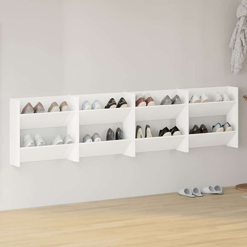 Pantofare de perete, 4 buc., alb, 60x18x60 cm PAL