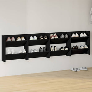 Pantofare de perete, 4 buc., negru, 60x18x60 cm, PAL
