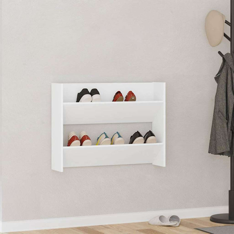 Pantofar de perete, alb, 80x18x60 cm, lemn prelucrat