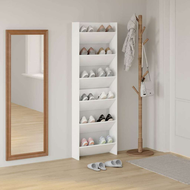 Pantofare de perete, 2 buc., alb, 60x18x90 cm, PAL