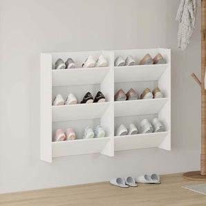 Pantofare de perete, 2 buc., alb, 60x18x90 cm, PAL