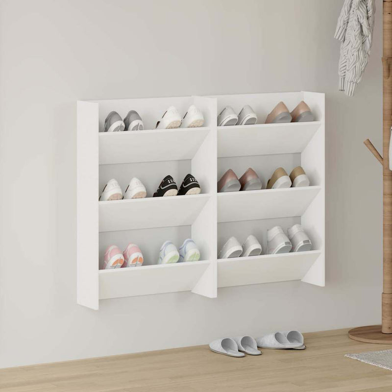 Pantofare de perete, 2 buc., alb, 60x18x90 cm, PAL