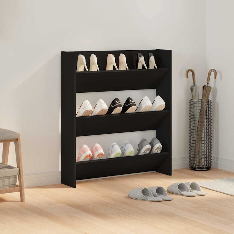 Pantofar de perete, negru, 80x18x90 cm, PAL