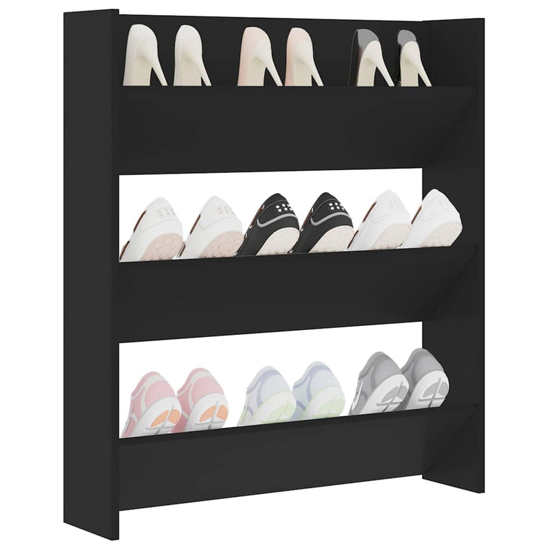 Pantofar de perete, negru, 80x18x90 cm, PAL