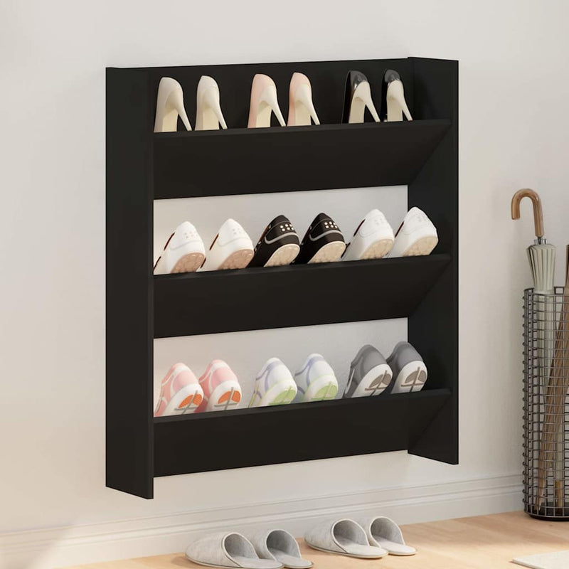 Pantofar de perete, negru, 80x18x90 cm, PAL