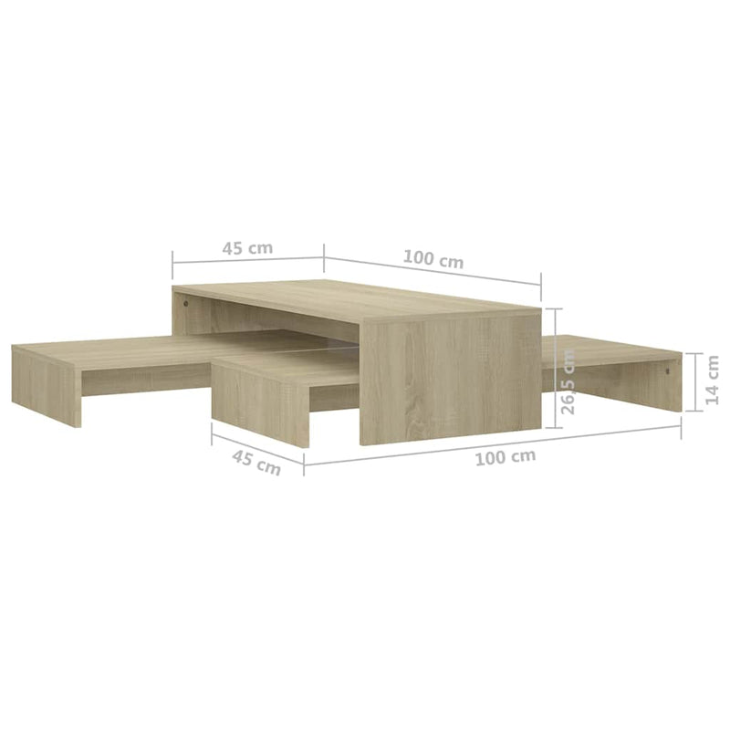 Set măsuțe de cafea suprapuse stejar sonoma 100x100x26,5 cm