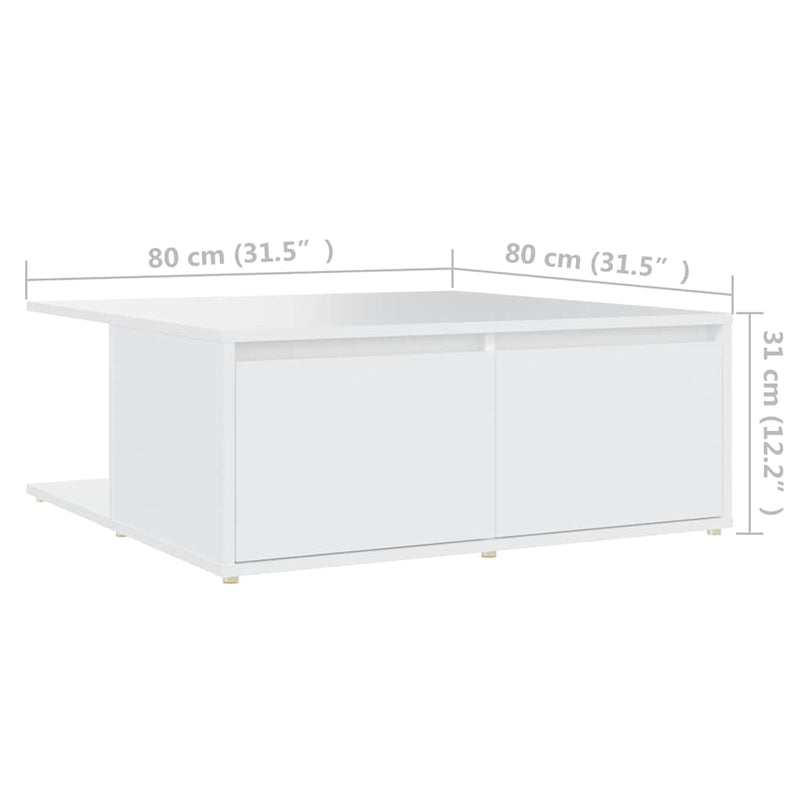 Măsuță de cafea, alb, 80x80x31 cm, lemn prelucrat