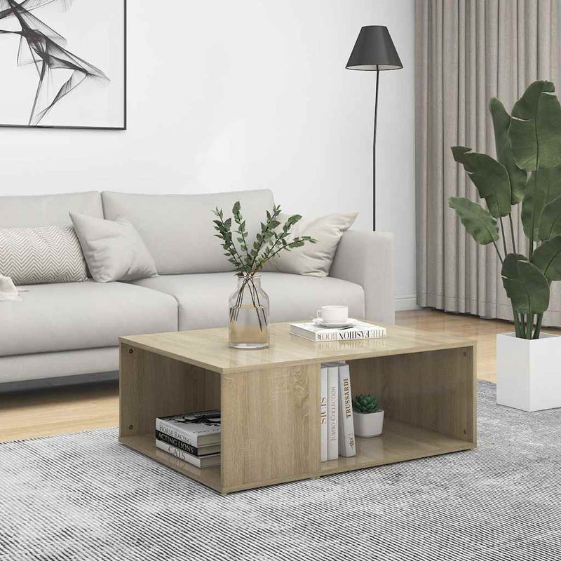 Măsuță de cafea alb și stejar Sonoma 90x67x33 cm lemn prelucrat