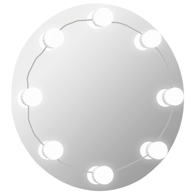 Oglindă de perete cu lumini LED, sticlă, rotundă