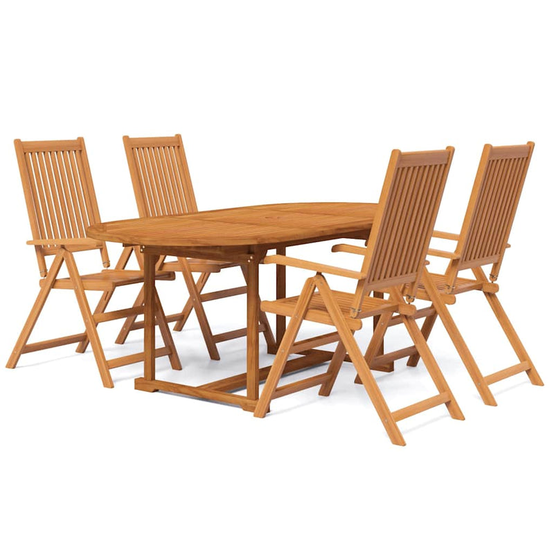 Set mobilier de grădină, 5 piese, lemn masiv de acacia, 120-170 cm