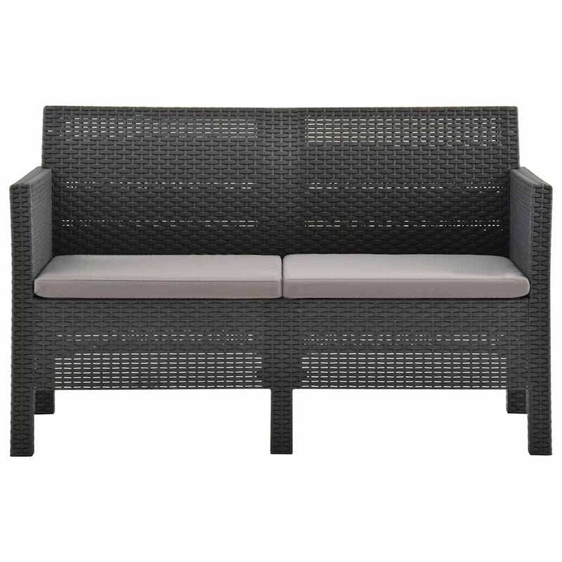 Set mobilier de grădină cu perne, 2 piese, antracit, PP ratan