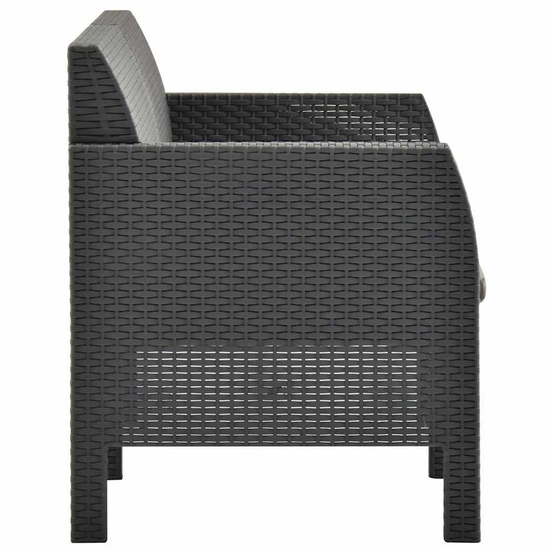 Set mobilier de grădină cu perne, 2 piese, antracit, PP ratan