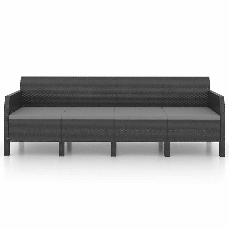 Set mobilier de grădină cu perne, 2 piese, antracit, PP ratan
