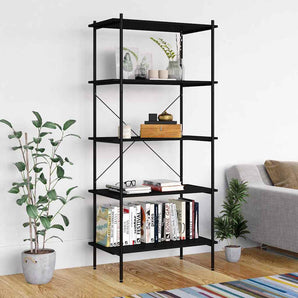 Unitate cu rafturi pe 5 niveluri, negru, 80x40x163 cm