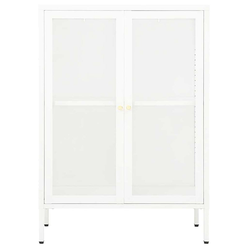 Servantă, alb, 75x35x105 cm, oțel și sticlă