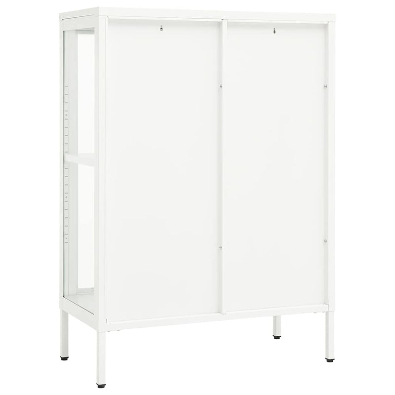 Servantă, alb, 75x35x105 cm, oțel și sticlă