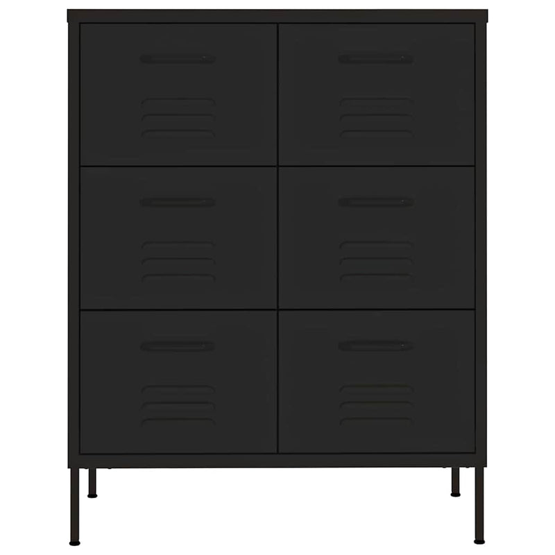 Dulap cu sertare, negru, 80x35x101,5 cm, oțel