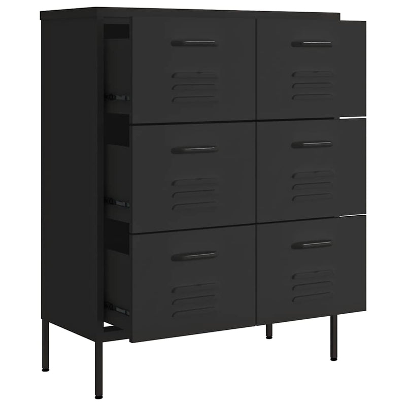 Dulap cu sertare, negru, 80x35x101,5 cm, oțel