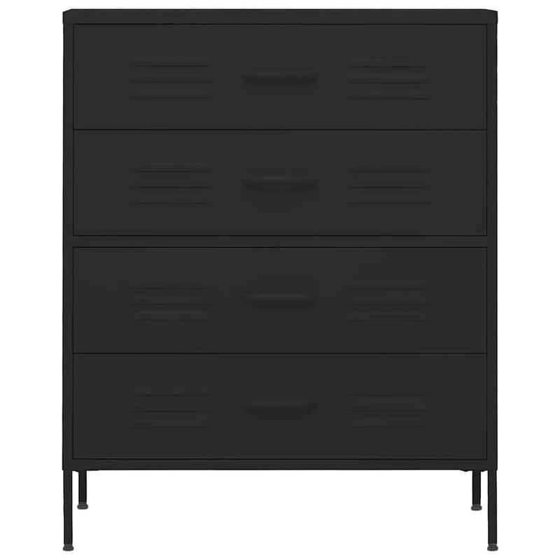 Comodă cu sertare, negru, 80x35x101,5 cm, oțel
