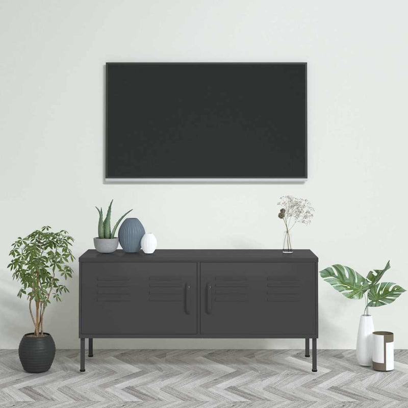 Comodă TV, antracit, 105x35x50 cm, oțel